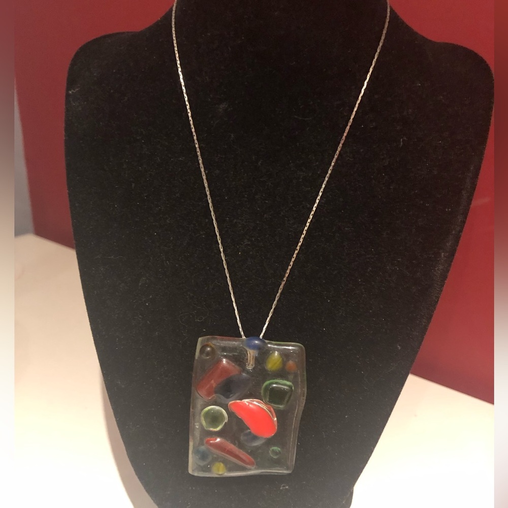 3/$40 Fused glass pendant necklace